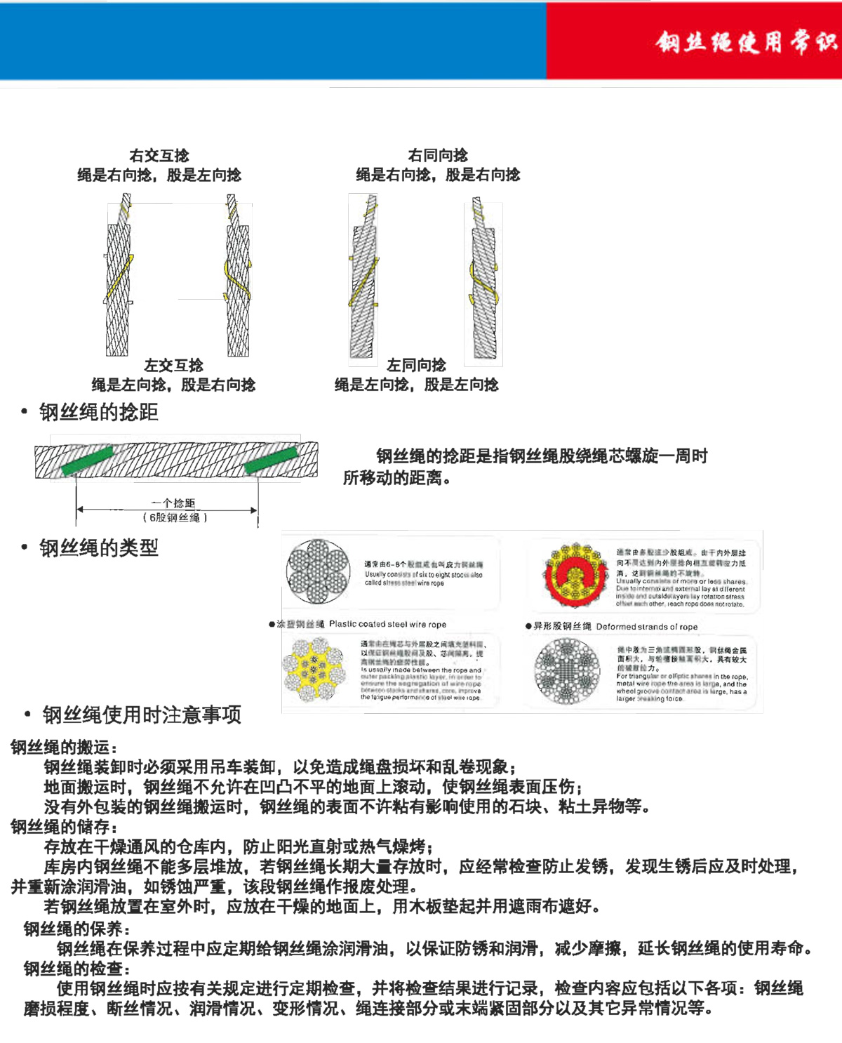 钢丝绳使用常识